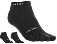 FUN TOES 3 Pairs Men's Cotton Toe Socks Breathable Mesh Top Size 10-13 (Black)