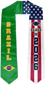 YGBDXB Brazil American Flag Graduation Stole Brazilian Graduation Sash Gift Class of 2026 Graduate Honor Stoles