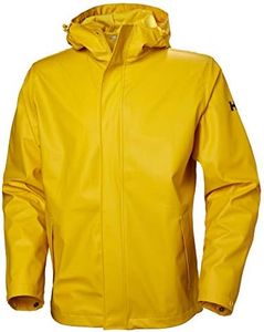 Helly Hansen Men's Moss Hooded Waterproof Windproof Raincoat Jacket, 344 Essential Yellow, Small