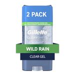 Gillette Antiperspirant Deodorant for Men, Clear Gel with 72 Hr. Sweat Protection, Wild Rain, 216g Total (Pack of 2)