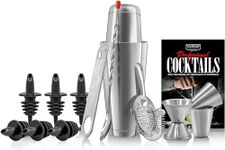 NutriChef Mixology Bartender Cocktail Shaker Set - 15 & 30 oz Stainless Steel Cocktail Bar Set Mix Drink Shaker Kit - Essentials Martini Making Kit Drink Mixing Starter Set - NCCS15PC (15 Piece Set)