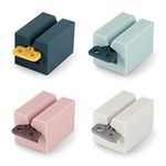 Rowphya 4 Pieces Toothpaste Dispenser Rolling Tube Toothpaste Squeezer Toothpaste Seat Holder for Bathroom Saves Toothpaste and Creams (Pink + White + Light Blue+Navy Blue)