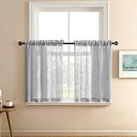 RV Curtains for Camper Door Windows Grey Linen Woven Privacy Sheer Blinds Shade Rod Pocket Short Curtains for Bedroom Small Bathroom Kitchen Basement Window Treatments Set of 2 Panels 36 Inch Length
