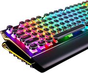 RK ROYAL KLUDGE Typewriter Gaming Keyboard Retro Mechanical Keyboard RGB Backlit,108 Keys Full Anti-Ghosting Round Keycaps, Detachable Wrist Rest LED Side Lamp Anti-Slip Rubber Feet. (Red Switch)