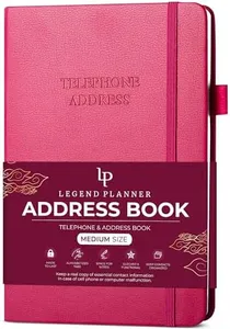 Legend Planner Address Book with Alphabetical Tabs – Telephone Address Book for Phone Numbers, Addresses, Email Contacts, Passwords & Important Dates – Medium Size, 5.2x7.7″, Hardcover Hot pink