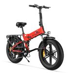 Electric Bike Folding E-Bike for Adults, ENGINE X 20"×4.0" With Thick Off-Road Tyres, 48V 13Ah Replaceable Lithium Battery Range Up To 120KM, 25KM/H 7-Speed Full Suspension Ebike (Red)