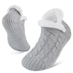Niorasen Fluffy Slipper Socks Women Men, Valentines Gifts for Her, Warm Bed Socks with Grippers, Thick Cosy Non-Slip Winter Sock, Ladies Girls Women Gift for Christmas, UK 4-9, Grey