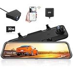 Mirror Dash Cam 2.5K Camera: WOLFBOX Rear View Dashcam 12’’ Full HD Front Recorder Dual Video Dashboard for RHD Super Night Vision Parking Assistance GPS Wide Angle 32GB TF Card