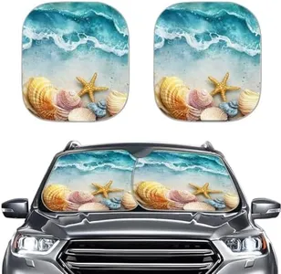 Coldinair Beach Starfish Shell Windshield Sun Shade for SUV Truck Van Sedans Pink Car Sunshade Front Window Auto Sun Visor Automotive Car Interior Accessories Sun Protection,Windshield Cover Sun Shade