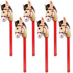 LAUQEE 6 Pieces Inflatable Stick Horse,Inflatable Horsehead Stick Balloon Pony Stick for Christmas Horse Themed Birthday Party Decorations Supplies Favors Props Cowboy Horse Costume Stick,37 Inch