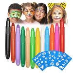 12 Colors Face Painting Kit for Kids, Kids Face Paint Crayons, Makeup for Kids Non-Toxic and Safe Washable Body Face Painting Kit Makeup Kit Birthday Gifts for Halloween Carnival Cosplay Easter Party (12 Color)