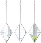 LYLDACER Yanliff Diamond Shape Decorative Wall Mirror.Set of 3,Hanging Chain Frameless Mirror. 8X13inches,Small Decor Mirror.