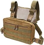 Croogo Tactical Recon Kit Bag Chest Bag Chest Front Pack Outdoor Sports Adjustable Radio Chest Harness Bags,Khaki-BDB03