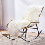 Sheepskin Rug Large (180x55cm, Ivory) MYLUNE HOME Ultra Soft Fluffy Area Rugs Plush Chair Cover Sheepskin Cushion For Living Room, Sofa, Chair Carpet, Settee, Bed