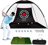 Gagalileo Golf Net for Backyard Practice: 10x7FT Hitting Net with Mat & Target – Training for Driving Chipping Swing Golf Gift for Dad Husband Men