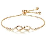 RVM Jewels Austrian Crystal Infinity Bracelet Gold Simple Elegant Stylish Adjustuble for Women and Girls