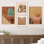 kotart Wood Premium Digital Paintings With Frame For Home Decoration - Modern Art Painting For Living Room Bedroom Office Room Decor - Pack Of 4 (Minimalist, Design 02)