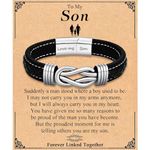 TEVOP Son Gifts, Engraved Leather Bracelet Son Gifts for Teenage Boys, Son Birthday Christmas Graduation Gifts for Men Boys