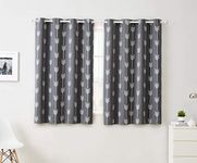 HLC.ME Arrow Printed Blackout Room Darkening Thermal Grommet Window Curtain Drape Panels for Kids Room - Set of 2 - Grey - 72 inch Long