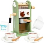 Smartwo Montessori Toy of Coffee Maker Playset, Wooden Kitchen Accessories Play Food for Toddler Pretend Play, Choice for Boys and Girls 3 4 5 6 Years Old