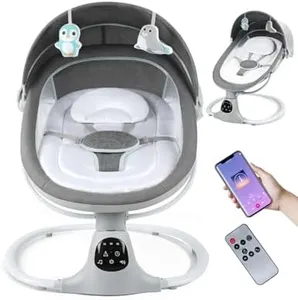Electric Baby Swing for Infants to Toddler, Portable Swing Baby Rocker with 5 Point Harness, 5 Sway Speed, Bluetooth,12 Preset Lullabies with Remote Control, Infant Swing for Baby Boys & Girls, Grey