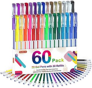 Gel Pens, 60 Pack Gel Pen Set 30 Coloured Gel Pen with 30 Refills for Adults Colouring Books Drawing Doodling Crafts Scrapbooking Journaling