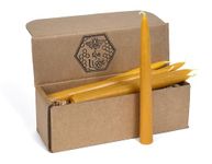 100% Pure Beeswax Taper Candles - All-Natural Handmade Decorative & Dipped Smokeless Unscented Candles for Christmas, Advent, and Hanukkah, Yellow, 8.5 Inches, 12 Candle Set, by BeeTheLight