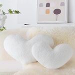 AELS Heart Shaped Pillow, Set of 2, Heart Decorative Throw Pillows, Boucle Love Pillows Cute Pillow 20 & 16 Inches, Valentines Day Decorations, Wedding Decor, Living Room Bedroom Nursery Decor,White