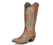 Corral Women's Sand with Heart & Wings Snip Toe Cowboy Boots, Tan, 8