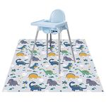 Splat Floor Mat for Under High Chair/Arts/Crafts by CLCROBD, 51" Waterproof Anti-Slip Food Splash Spill Mess Mat, Washable Portable Picnic Mat(Dinosaur)