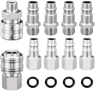 Ylinwtech 10 Piezas Acoplamiento Rápido Acoplador Con anillo Hermético,1/4" BSP Conector de Manguera Enchufe,Conectores de Manguera de aire,Para Conectores de Compresores Europeos