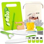 BBKON 16 PCS Toddler Knife Set for Cutting, Montessori Kitchen Tools for Toddlers Kids Cooking Sets, Plastic Knife with Gloves Cutting Board Crinkle Cutters Kid Safe Knives for Real Cooking Christmas