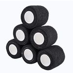 6 Rolls Self Adherent Cohesive Bandages, 5 cm x 4.5 m Non-Woven Cohesive Wrap Uses Include Wrist & Finger Tape Vet Tape Medical Tape Football Sock Tape Sports Tape, Black