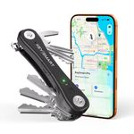KeySmart iPro - Key Finder Locator with Sound, Keychain Key Holder, Apple Find My App Compatible, Key Organizer, Clutter-Free Key Chain Tracker, Tech Gifts for Men, Up to 14 Keys, Black, 1 Pack