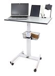 Isomars Airlift Standing Table Made in India Multipurpose Height Adjustable Laptop Table with Foot Lever for Breakfast, Online Classes, Other Activities with Large Table Top, Sit Stand (White)