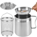 Oil Filter Pot,1.5L / 2L Stainless Steel Oil Strainer Pot with Lid and Fine Mesh Strainer Oil Storage Can,Stainless Steel Bacon Grease Container,Multi-Functional Oil Filter Tank for Kitchen Cooking