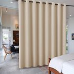 PONY DANCE Room Divider Curtains - Room Divider Room Divider Room Divider Curtain Wide Panel for Office Hotel, Width 457 by Height 274 cm, Yellow Beige, Pack of 1