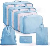 Lyrovo [UPDATED] 7pcs Travel Packing Cubes for clothes Laundry Toiletry Cosmetics Luggage Makeup Pouch Accessories Organizer Bag (Blue)