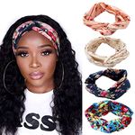 DRESHOW 4 Pack Boho Headbands for Women Yoga Workout Running Headband Wide Head Wrap Hair Band Accessories