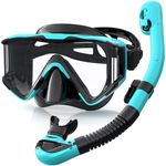 Zeligerstar Snorkel Set Adults, 3 Window Panoramic View Snorkel Mask Anti-Fog, Leak-Proof Scuba Diving Mask with Mesh Bag, Dry Top Mask and Snorkel Set for Adult and Teen