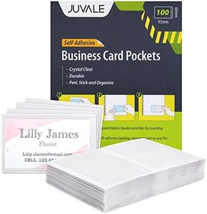 Juvale 100-Pack Clear Business Card Pockets Holders 3.75x2 In, Self-Adhesive Side Load Plastic Protector, Sleeves Labels, Bulk Set for Storage, Organization, Labeling Bins, Folders, and Files