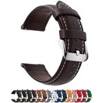 Fullmosa Watch Strap, Genuine Leather Watch Straps with Stainless Metal Clasp, Quick Release Replacement Bands, 14mm 16mm 18mm 19mm 20mm 22mm 24mm, Dark Brown