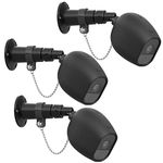 HOLACA Security Outdoor Mount for Arlo pro Arlo pro 2 with Anti-Theft Chain,Silicone Protective Case-Extra Protection for Your Arlo Camera (3 Pack, Black)