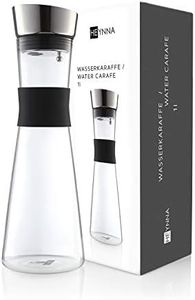 HEYNNA® Bottiglia Vetro con Tappo in Acciaio Inossidabile di Alta Qualità – Bottiglia Acqua con Pratica Impugnatura – Bottiglia Vetro 1 Litro in Vetro Borosilicato