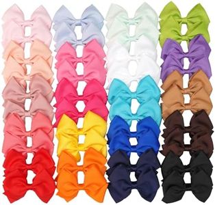 4 inch Hair Bows for Girls in Pairs, 40 Colors Grosgrain Ribbon Bow with Alligator Hair Clips for Baby Girls Toddlers and schoolgirls.