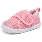 MORENDL Baby Sneakers Boys Girls First Walkers Shoes Lightweight Mesh Breathable Non-Slip Infant Shoes 6 9 12 15 18 24 Months Pink