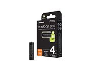 eneloop pro, AAA/Micro, rechargeable battery, 4-pack, capacity of 930 mAh, ready-to-use Ni-MH batteries, 500 recharge cycles, plastic free packaging, pro, black