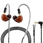 in-Ear Monitors, [Newest Updated Version] Wired Earbuds Headphones/Earphones/Headset Dual Drivers with MMCX Detachable Cables, Noise-Isolating Sweatproof Earphones HiFi Stereo (Wood Grain)