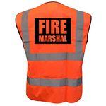 Expert Workwear Fire Marshal Vest Hi Vis High Visibility Printed Safety Viz Waistcoat (Small, Orange)