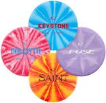 Latitude 64 Retro Burst Disc Golf Starter Set (4-Pack) - Disc Golf Discs Set for New to Intermediate Players | Includes Keystone, Fuse, Saint, Ballista | Grippy Base Plastic | Colors Vary